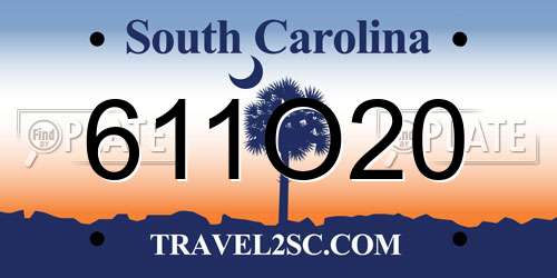 611O20 South Carolina License Plate