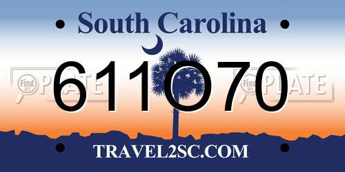 611O70 South Carolina License Plate