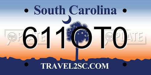 611OT0 South Carolina License Plate