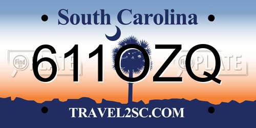 611OZQ South Carolina License Plate