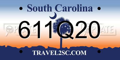 611Q20 South Carolina License Plate