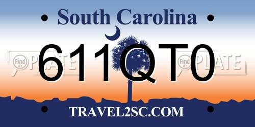 611QT0 South Carolina License Plate
