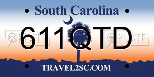611QTD South Carolina License Plate