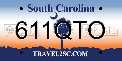 611QTO South Carolina License Plate
