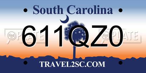 611QZ0 South Carolina License Plate