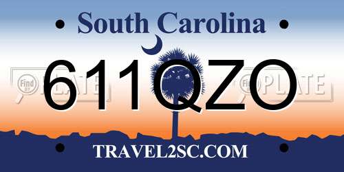 611QZO South Carolina License Plate