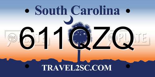 611QZQ South Carolina License Plate