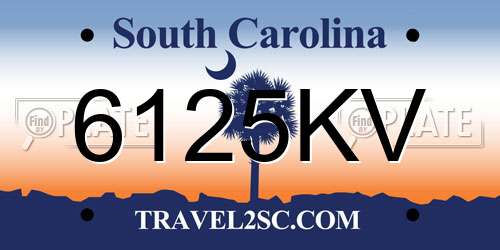 6125KV South Carolina License Plate