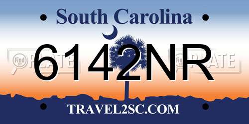 6142NR South Carolina License Plate