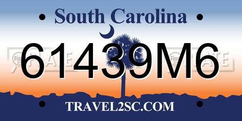 61439M6 South Carolina License Plate