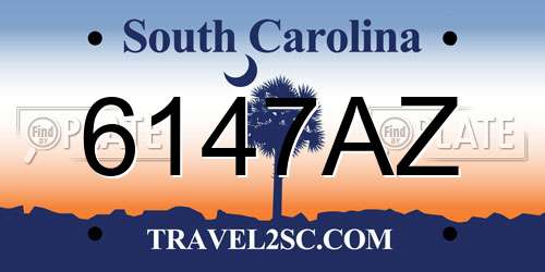 6147AZ South Carolina License Plate