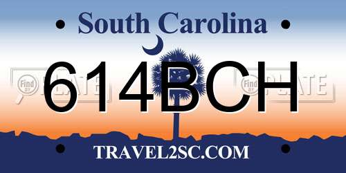 614BCH South Carolina License Plate