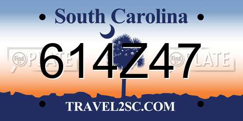 614Z47 South Carolina License Plate