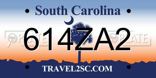 614ZA2 South Carolina License Plate
