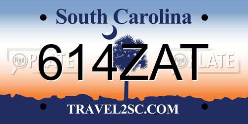 614ZAT South Carolina License Plate