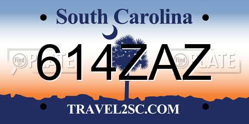 614ZAZ South Carolina License Plate