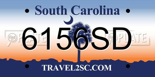 6156SD South Carolina License Plate