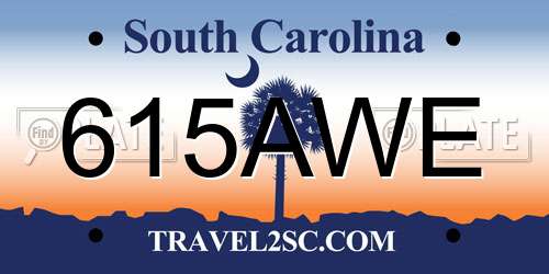 615AWE South Carolina License Plate