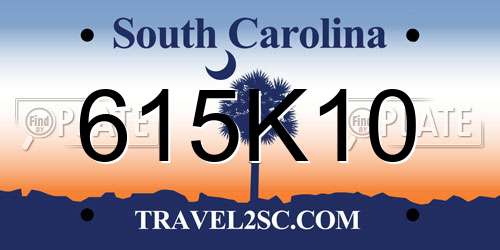 615K10 South Carolina License Plate