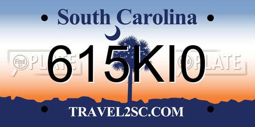 615KI0 South Carolina License Plate