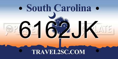 6162JK South Carolina License Plate