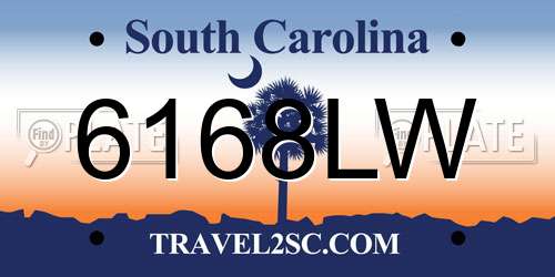 6168LW South Carolina License Plate