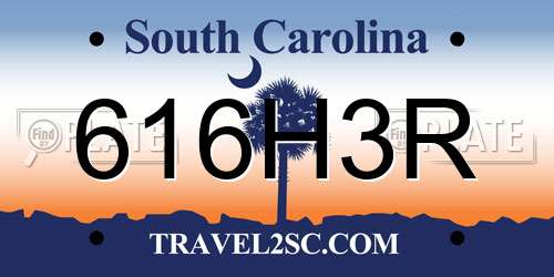 616H3R South Carolina License Plate