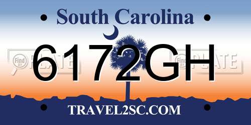 6172GH South Carolina License Plate