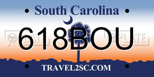 618BOU South Carolina License Plate