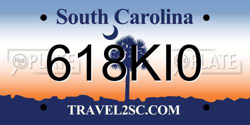 618KI0 South Carolina License Plate