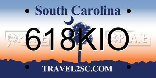 618KIO South Carolina License Plate