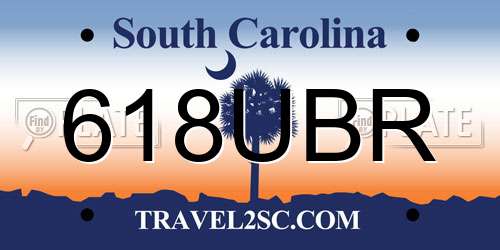 618UBR South Carolina License Plate