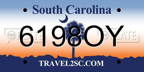 6198OY South Carolina License Plate