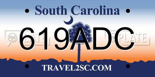 619ADC South Carolina License Plate
