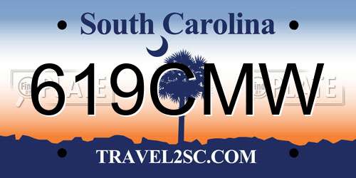 619CMW South Carolina License Plate