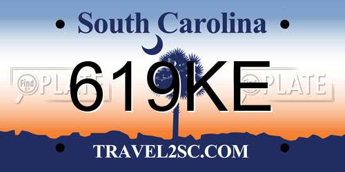 619KE South Carolina License Plate
