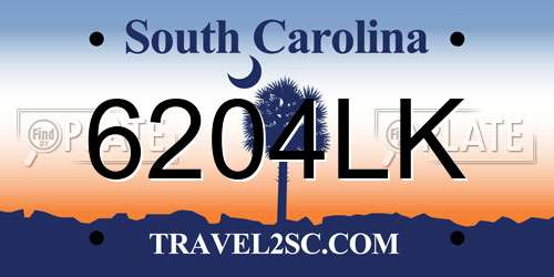 6204LK South Carolina License Plate