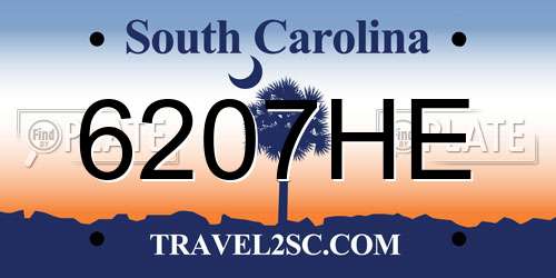 6207HE South Carolina License Plate