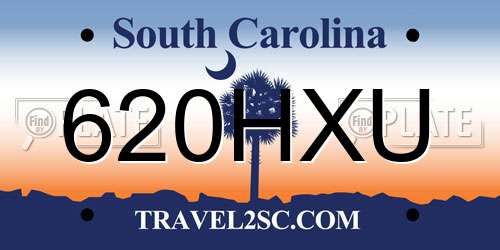 620HXU South Carolina License Plate