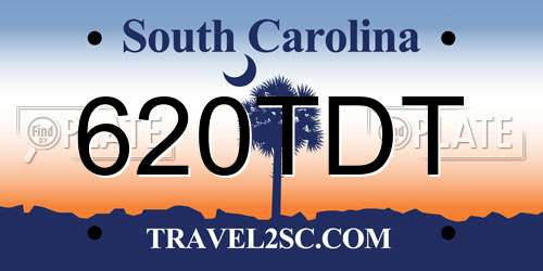 620TDT South Carolina License Plate