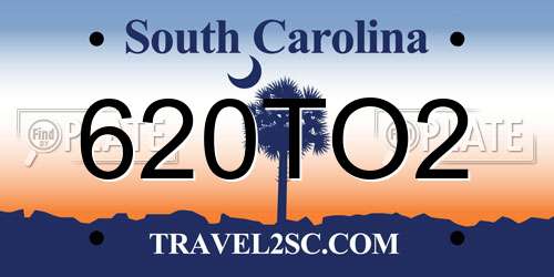 620TO2 South Carolina License Plate