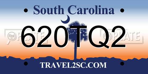 620TQ2 South Carolina License Plate