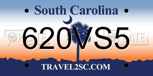 620VS5 South Carolina License Plate
