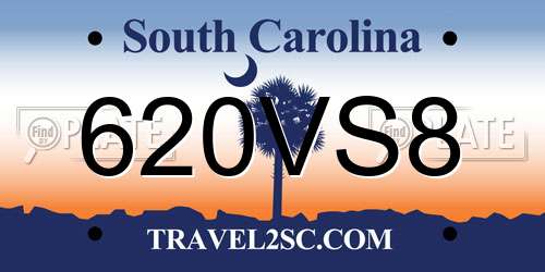 620VS8 South Carolina License Plate