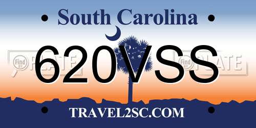620VSS South Carolina License Plate