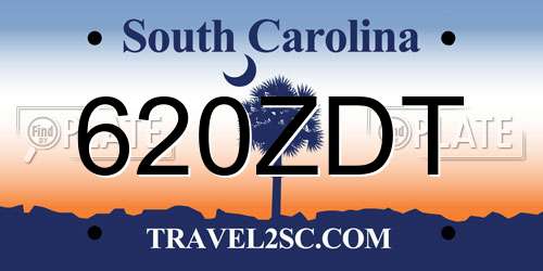 620ZDT South Carolina License Plate