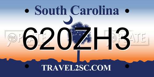 620ZH3 South Carolina License Plate