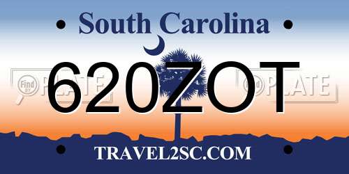 620ZOT South Carolina License Plate