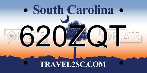 620ZQT South Carolina License Plate