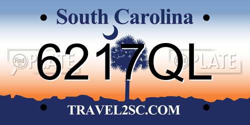 6217QL South Carolina License Plate